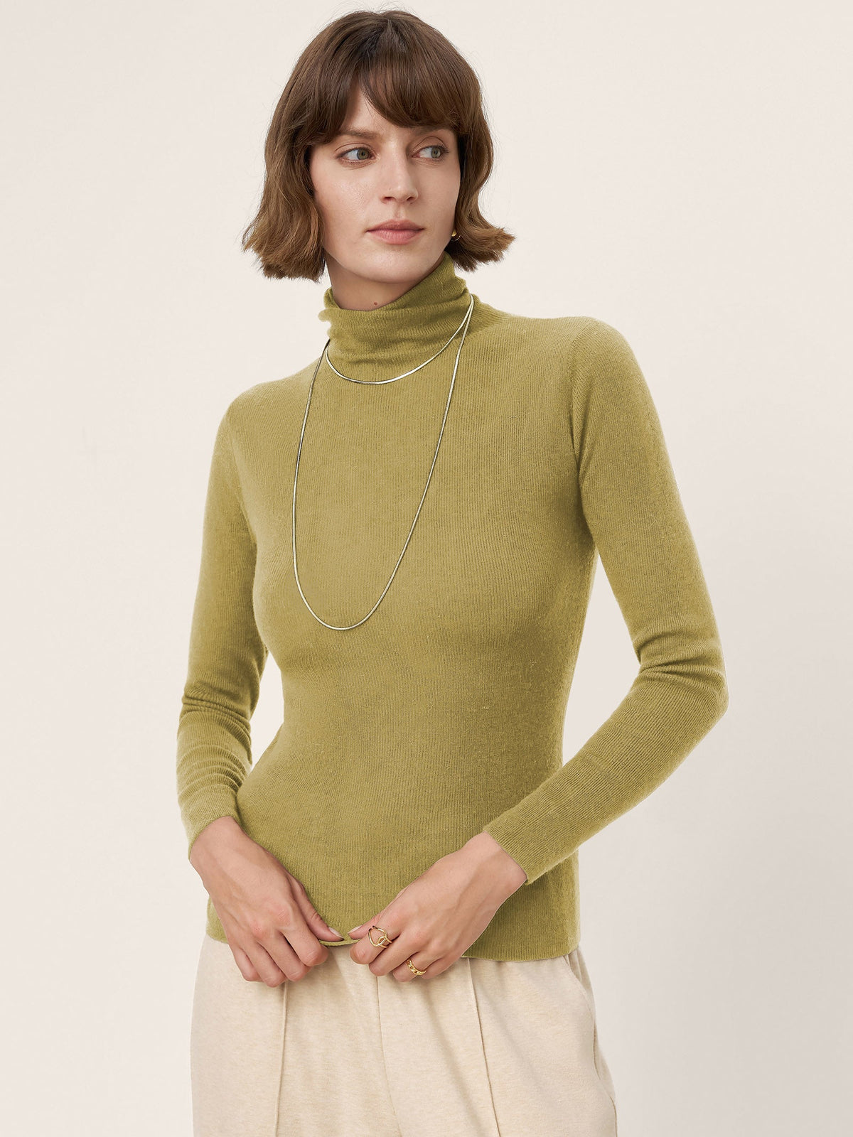 100% Extra-Fine Merino Wool Turtleneck Knit Sweater JOLENE by LINTICO