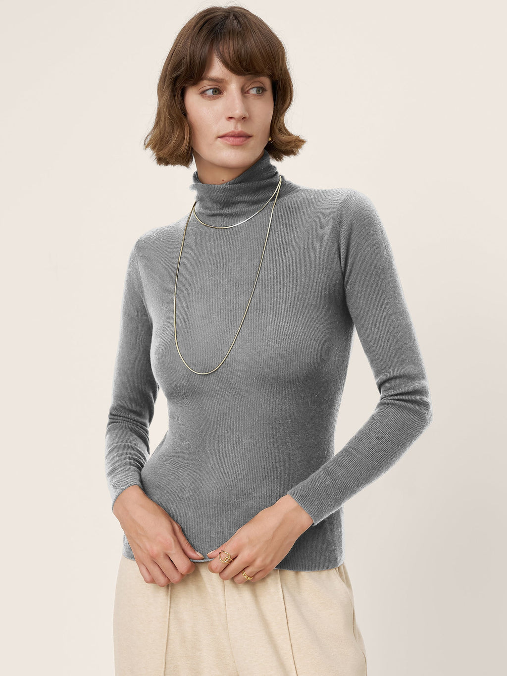 100% Extra-Fine Merino Wool Turtleneck Knit Sweater JOLENE by LINTICO