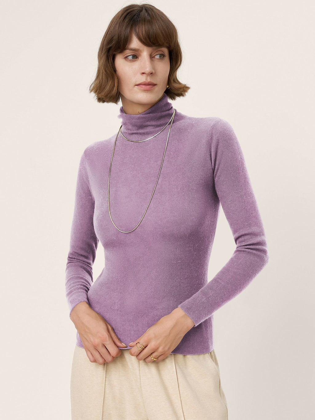 100% Extra-Fine Merino Wool Turtleneck Knit Sweater JOLENE by LINTICO