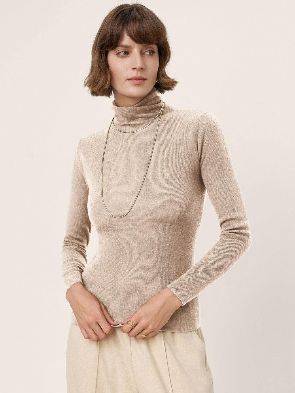 100% Extra-Fine Merino Wool Turtleneck Knit Sweater JOLENE by LINTICO