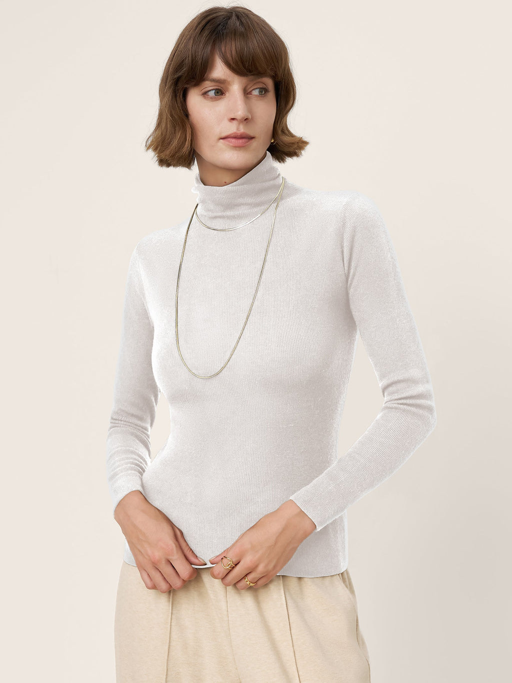 100% Extra-Fine Merino Wool Turtleneck Knit Sweater JOLENE by LINTICO