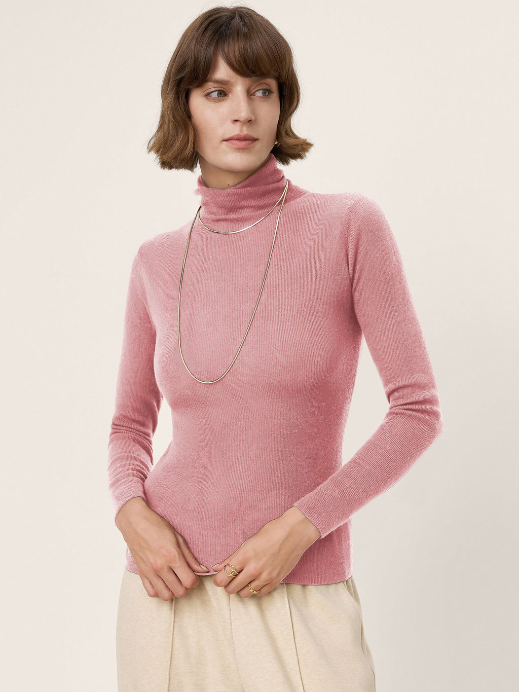 100% Extra-Fine Merino Wool Turtleneck Knit Sweater JOLENE by LINTICO