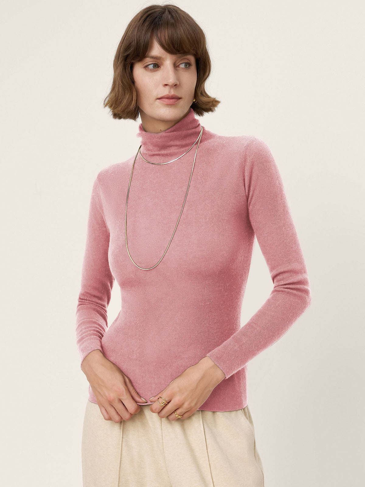100% Extra-Fine Merino Wool Turtleneck Knit Sweater JOLENE by LINTICO