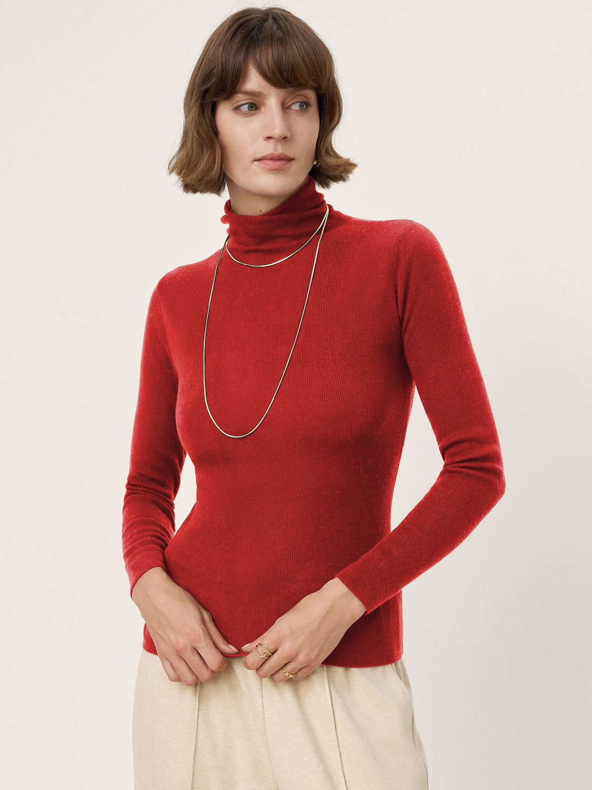 100% Extra-Fine Merino Wool Turtleneck Knit Sweater JOLENE by LINTICO
