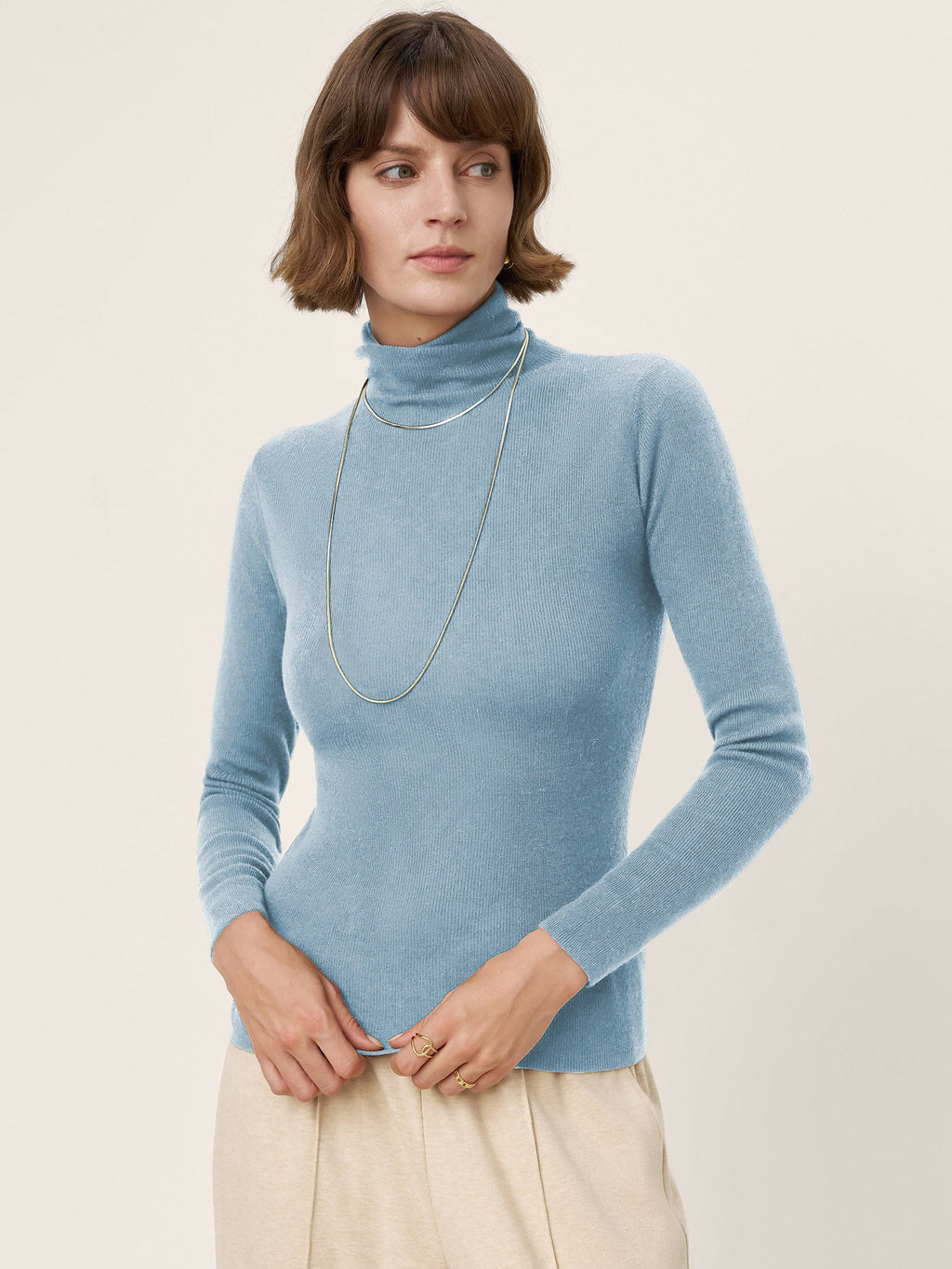 100% Extra-Fine Merino Wool Turtleneck Knit Sweater JOLENE by LINTICO