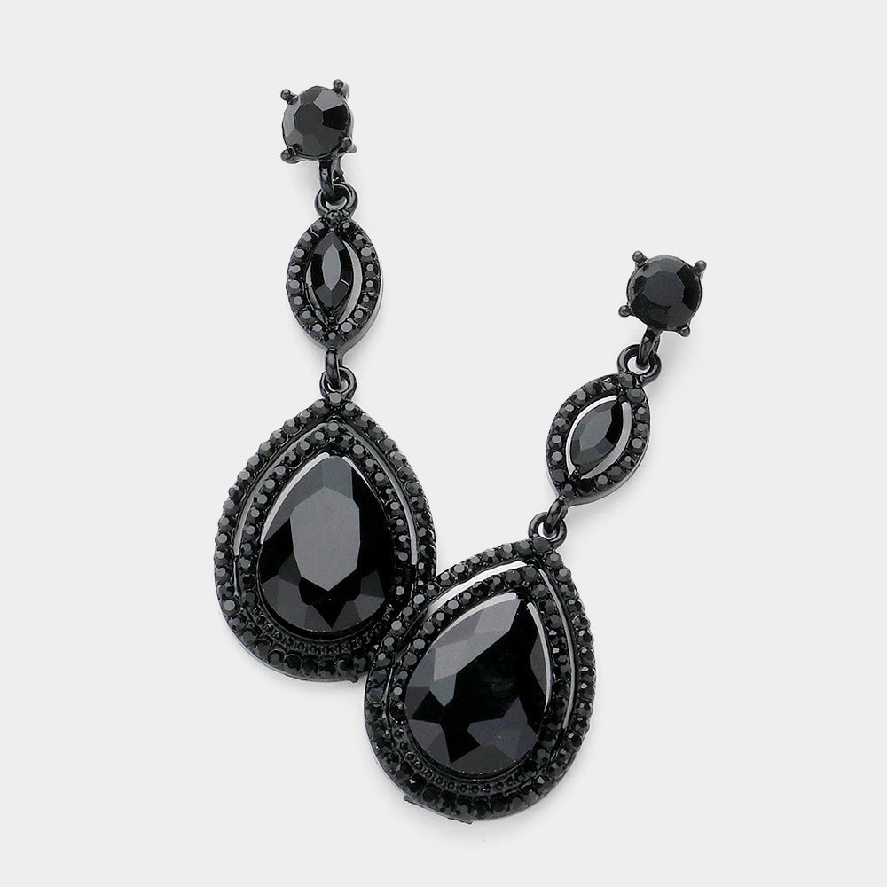 Women's Glass Crystal Teardrop Evening Dangle Earrings by Madeline Love