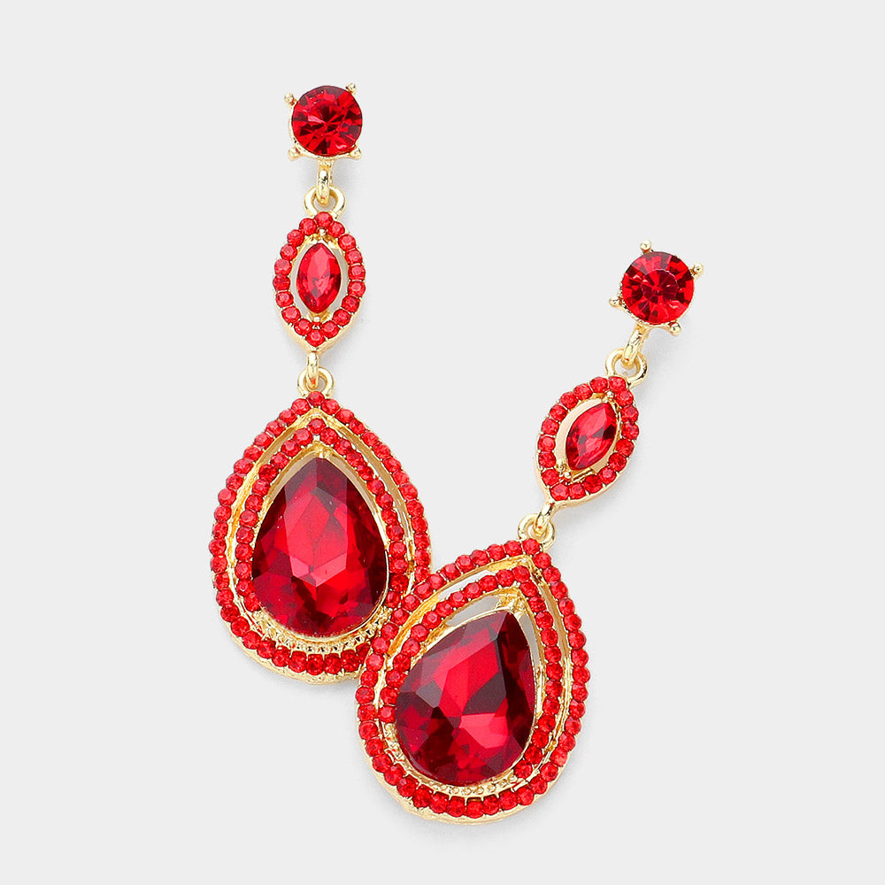 Women's Glass Crystal Teardrop Evening Dangle Earrings by Madeline Love