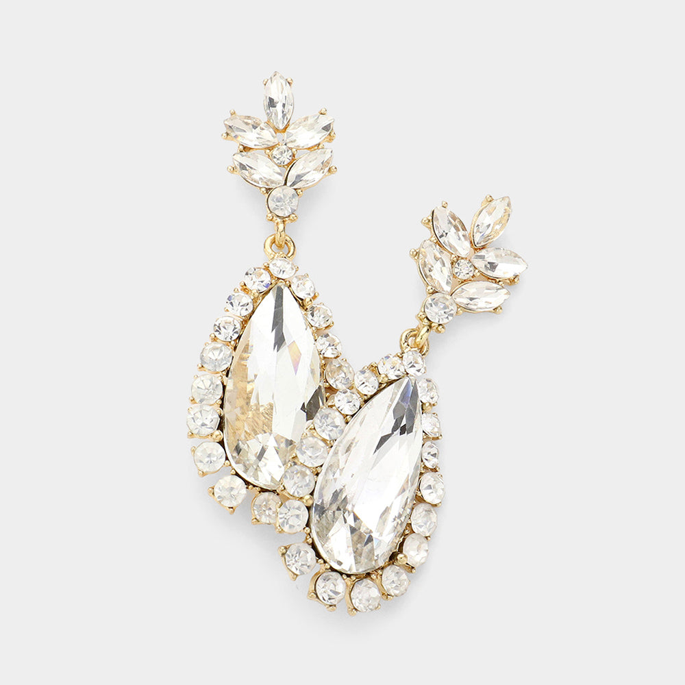 Women's Glass Crystal Teardrop Evening Dangle Earrings by Madeline Love