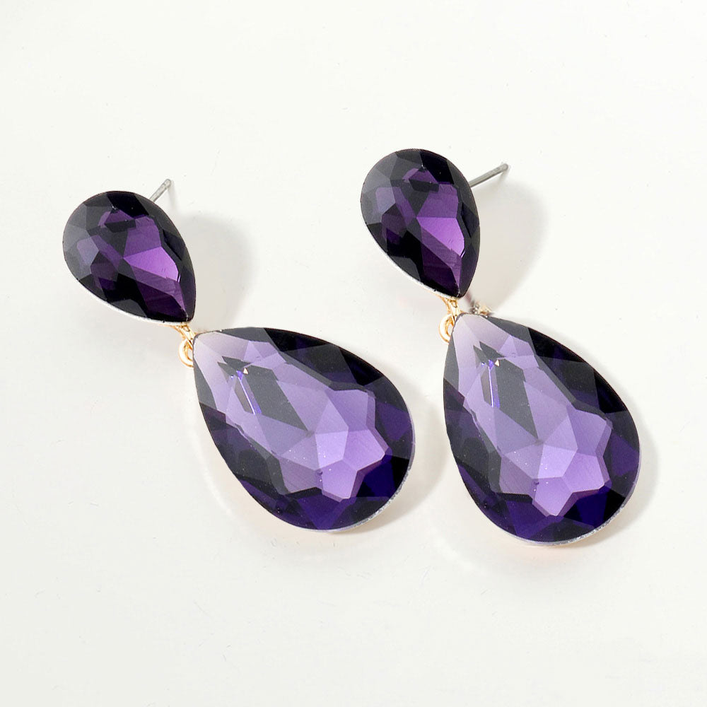 Women's Glass Crystal Teardrop Evening Dangle Earrings by Madeline Love