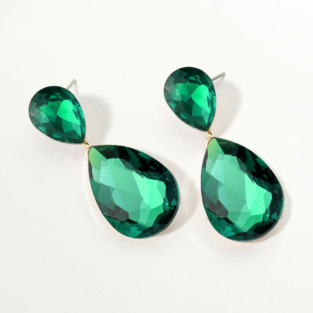 Women's Glass Crystal Teardrop Evening Dangle Earrings by Madeline Love