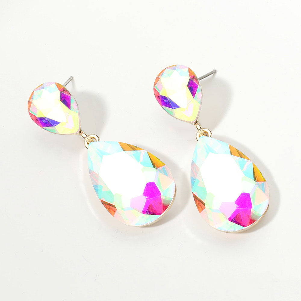 Women's Glass Crystal Teardrop Evening Dangle Earrings by Madeline Love