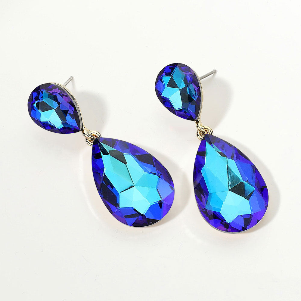 Women's Glass Crystal Teardrop Evening Dangle Earrings by Madeline Love