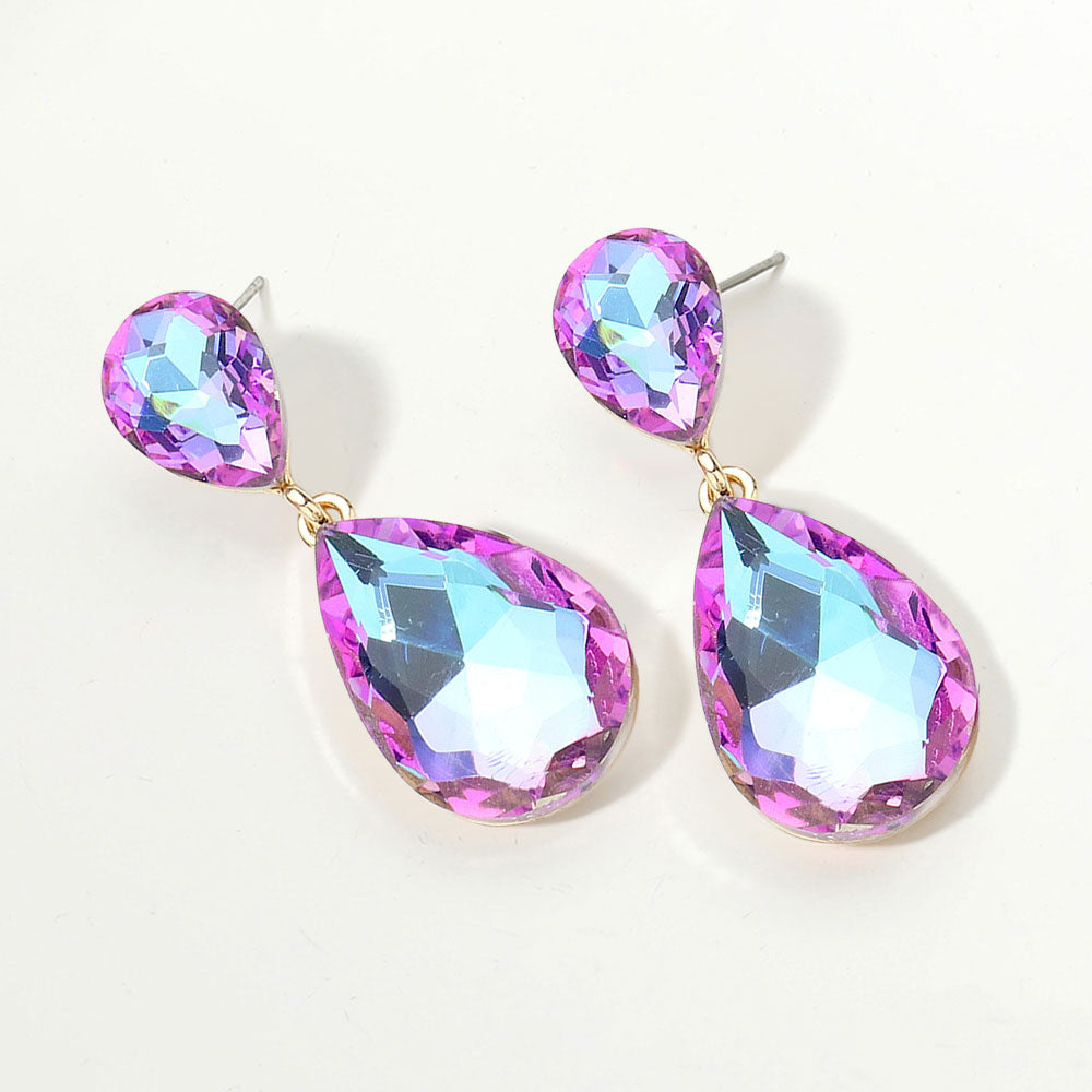 Women's Glass Crystal Teardrop Evening Dangle Earrings by Madeline Love