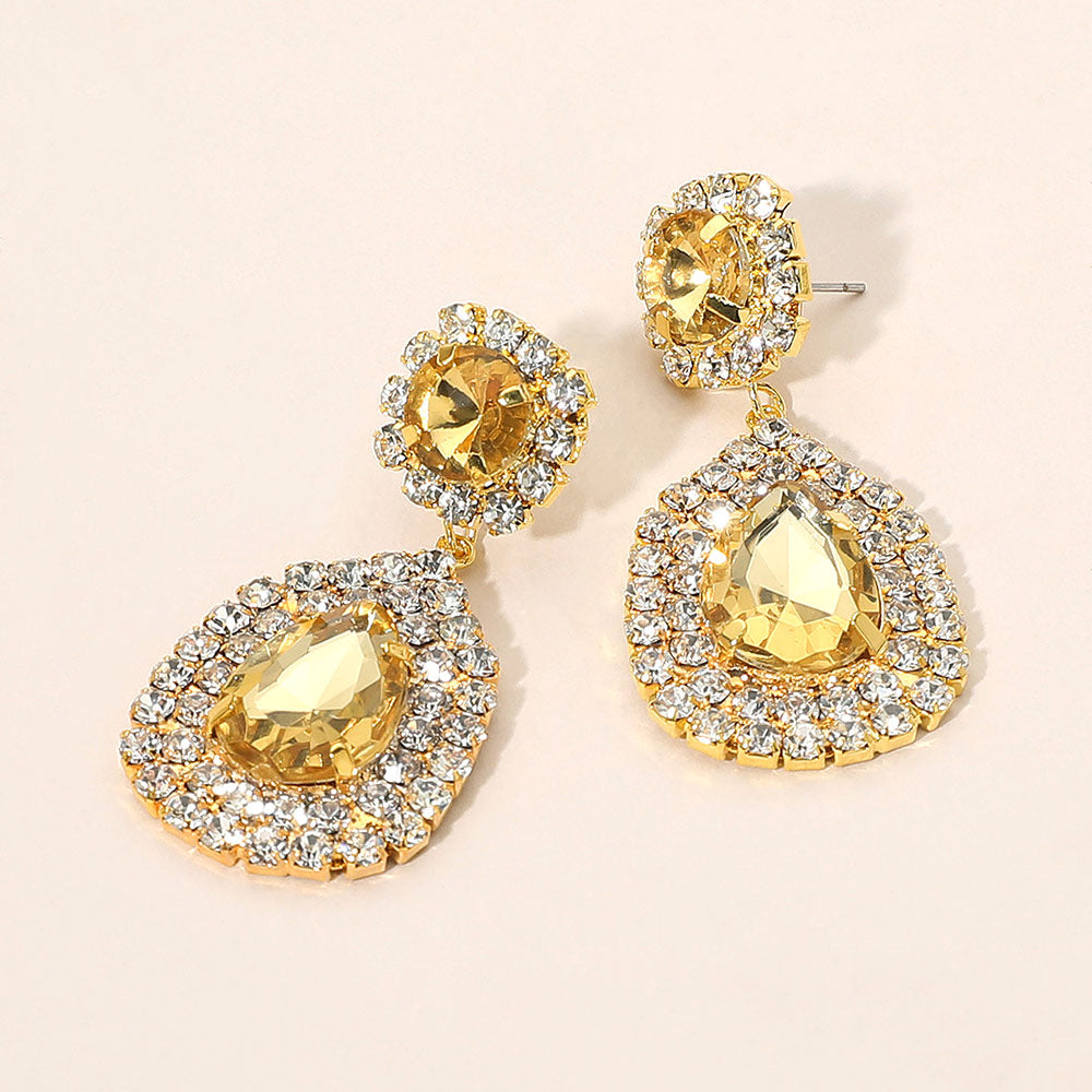 Women's Glass Crystal Teardrop Evening Dangle Earrings by Madeline Love