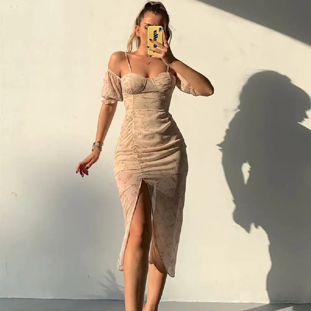 Irregular Spaghetti-Strap Dress for Women's Fashion by Trendy Attic Store01