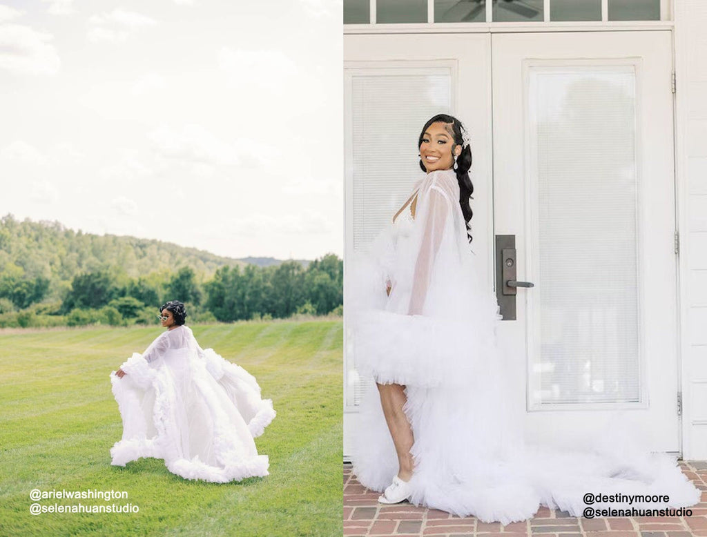 Tulle Ruffled Sleeves Fringe Multi-Color Custom Robe Dress for Theme Photo Shoot by SelenaHuanStudio