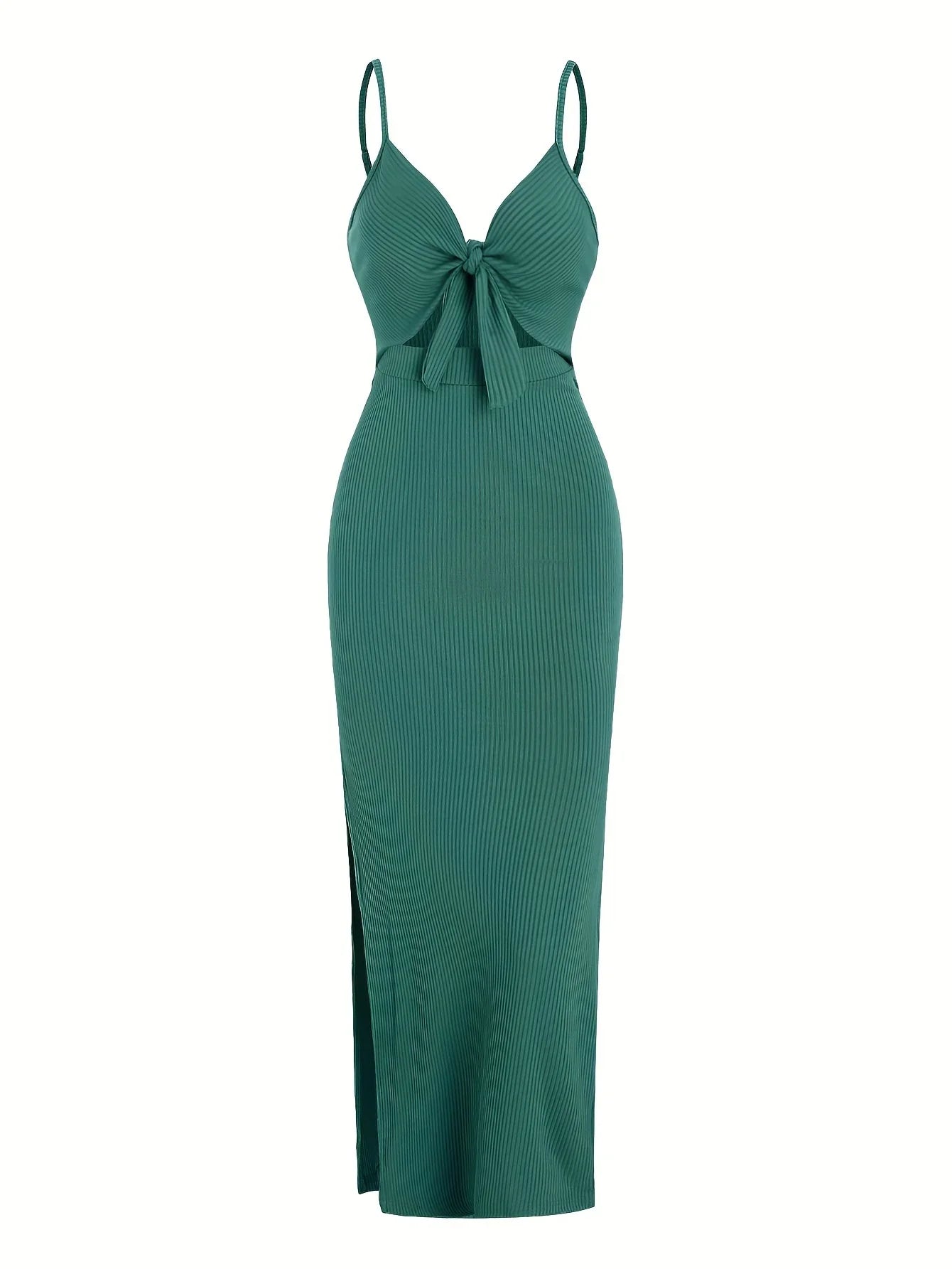 knit simple sleeveless suspender dress leaking back and sexy long skirt with neck. by nowadaysfashion