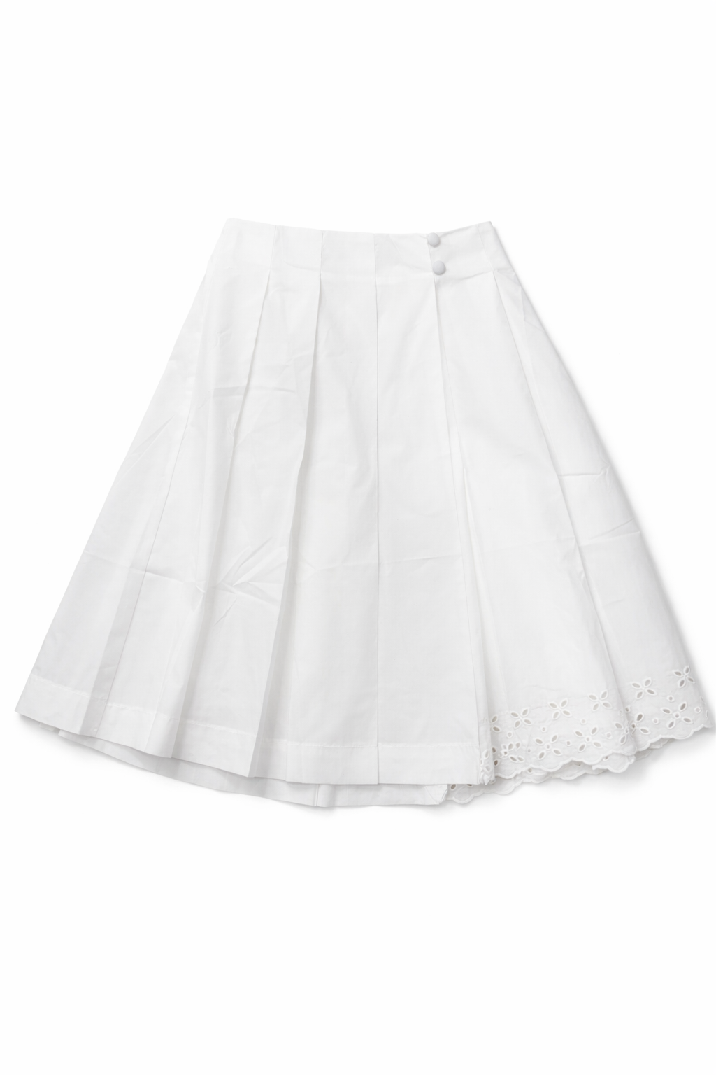 EYELET PLEATED COTTON SKIRT by profile-nyc