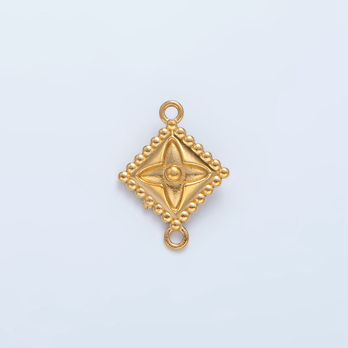 Stainless Steel 10mm Celestial Star Flower Dotted Outline Rhombus Connector | F197 by DLUXCA