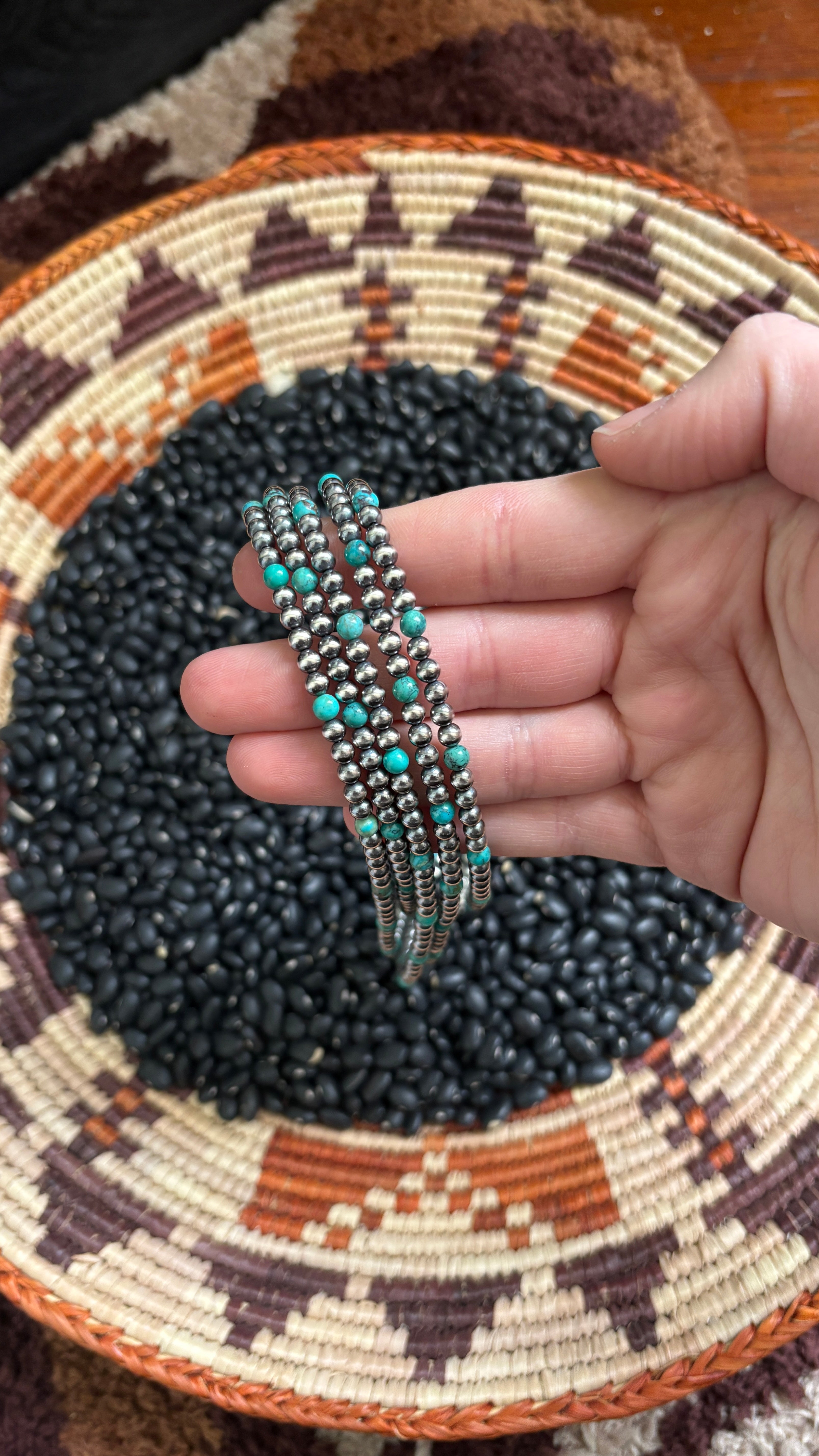 4MM TURQUOISE & STERLING SILVER PEARL NECKLACE by The Sterling Spur