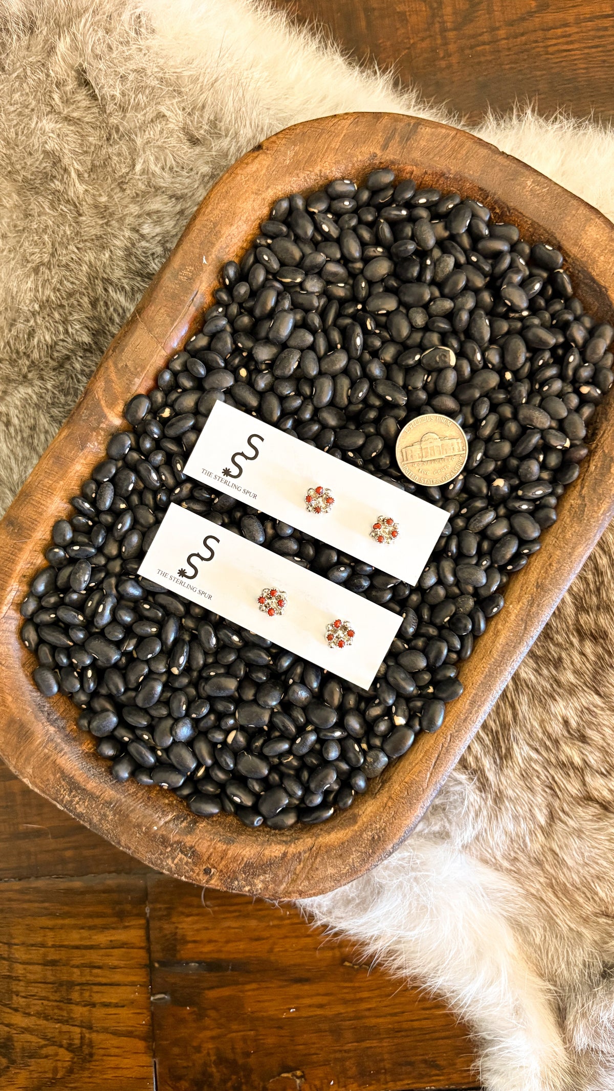 4 STONE CORAL STUD EARRINGS by The Sterling Spur