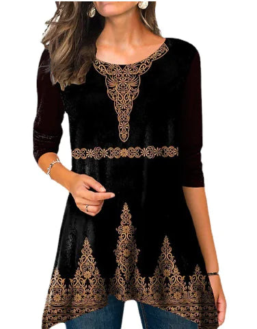 Plus Size Women's Floral Print Round Neck Dress by Trendy Attic Store01
