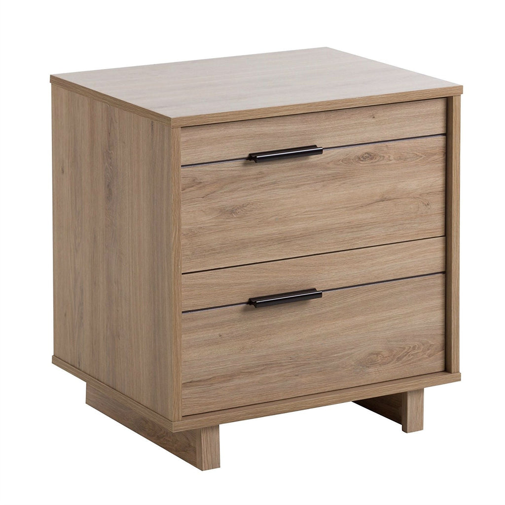 Modern 2-Drawer End Table Nightstand in Light Oak Wood Finish by HomePacific