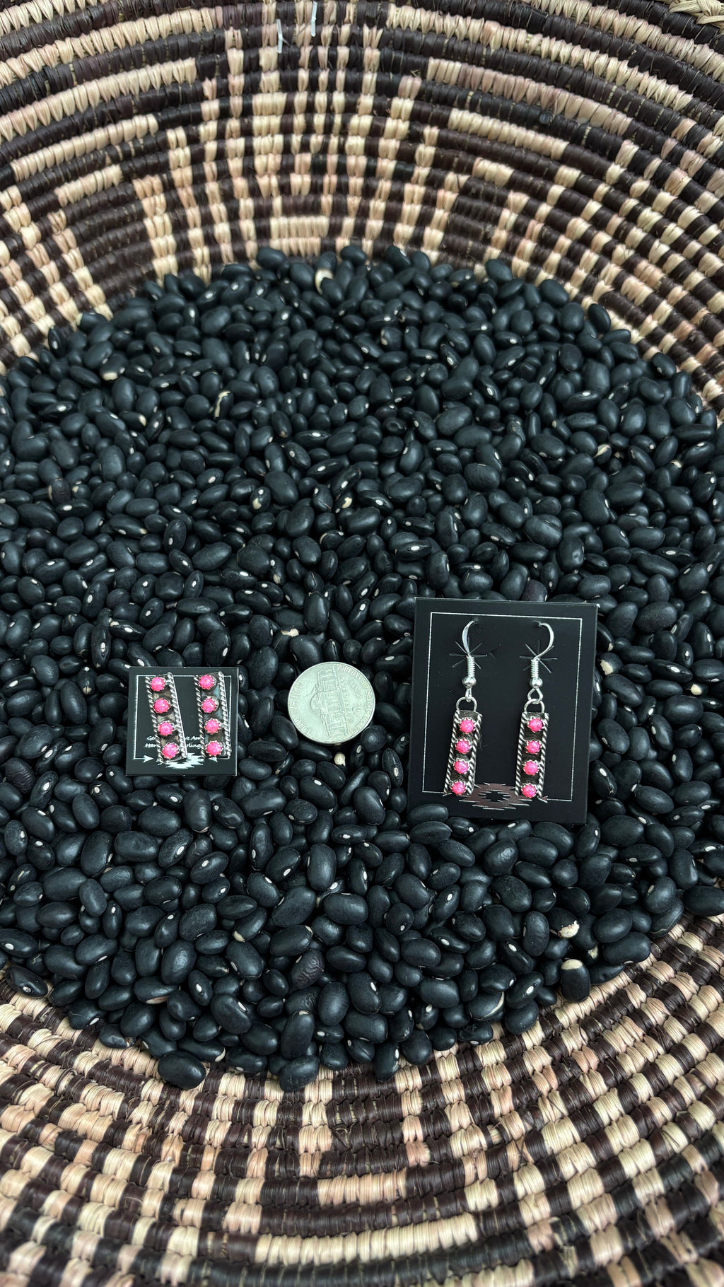 4 STONE HOT PINK OPAL BAR EARRINGS - SMALL by The Sterling Spur
