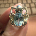 Frog Guardian Blue Topaz Ring in Sterling Silver (Size 5) by Sacred Crystals