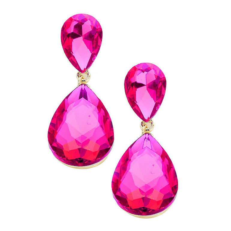 Women's Glass Crystal Teardrop Evening Dangle Earrings by Madeline Love