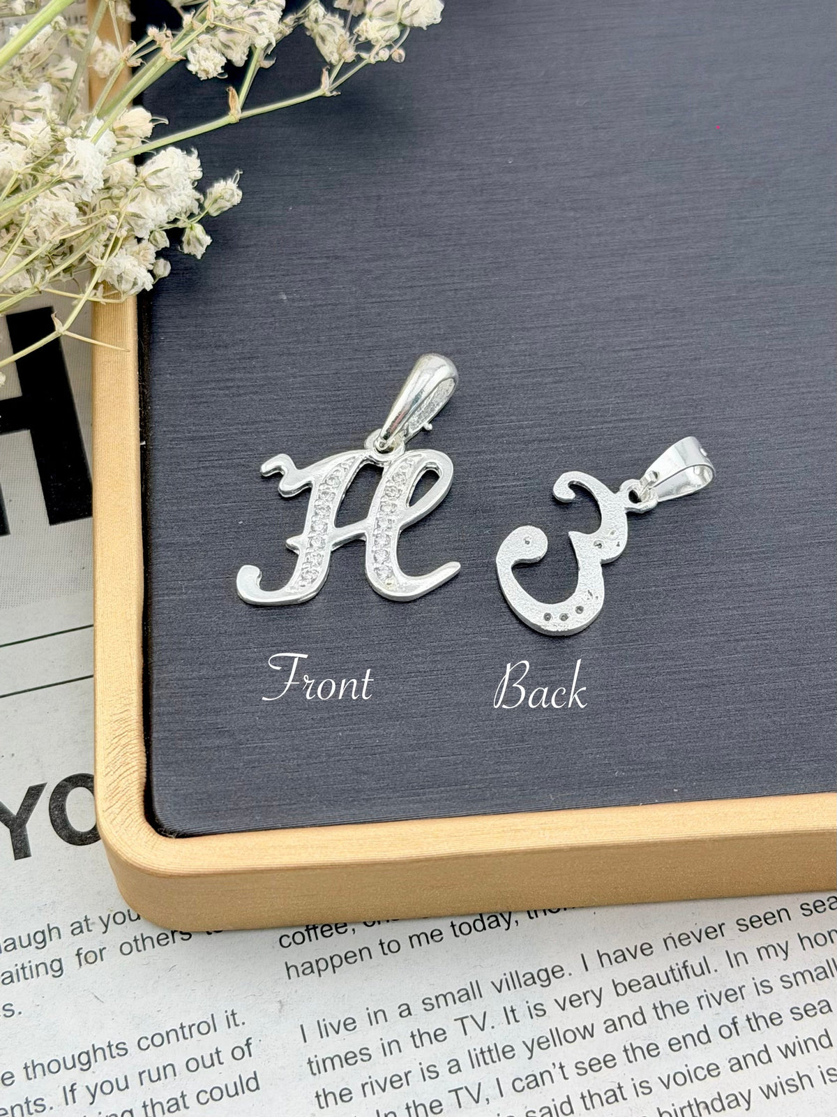 Sterling Silver 925 Initial Letter Pendant with CZ | Dijes de plata 925 | by Silver World Imports