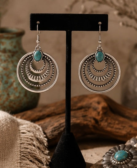 Silver Mesa Turquoise Hoop Earrings by Macee Rose Trading Company