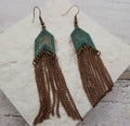 Boho Patina Geometric Fringe Earrings by Sacred Scents Sanctuary