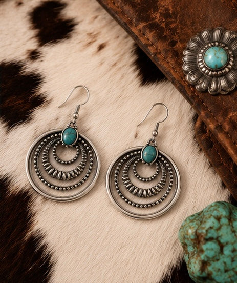 Silver Mesa Turquoise Hoop Earrings by Macee Rose Trading Company