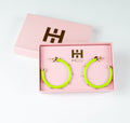 Lime Green with Gold Balls Hoop Earrings by hoohoops