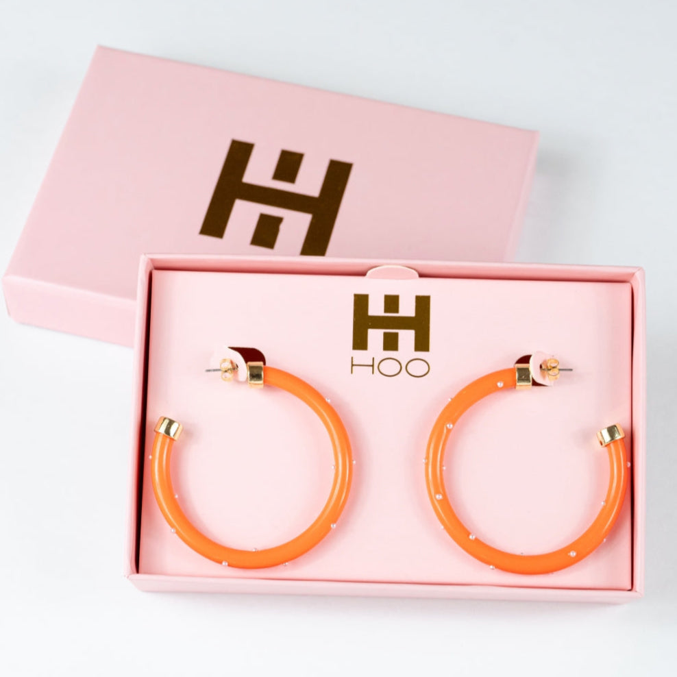 Orange with Pearls Hoop Earrings by hoohoops