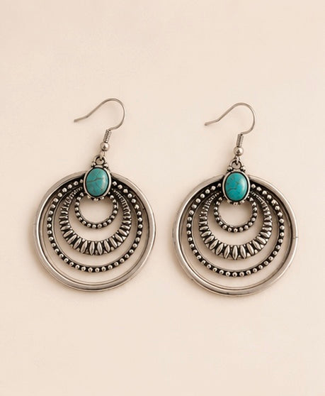 Silver Mesa Turquoise Hoop Earrings by Macee Rose Trading Company