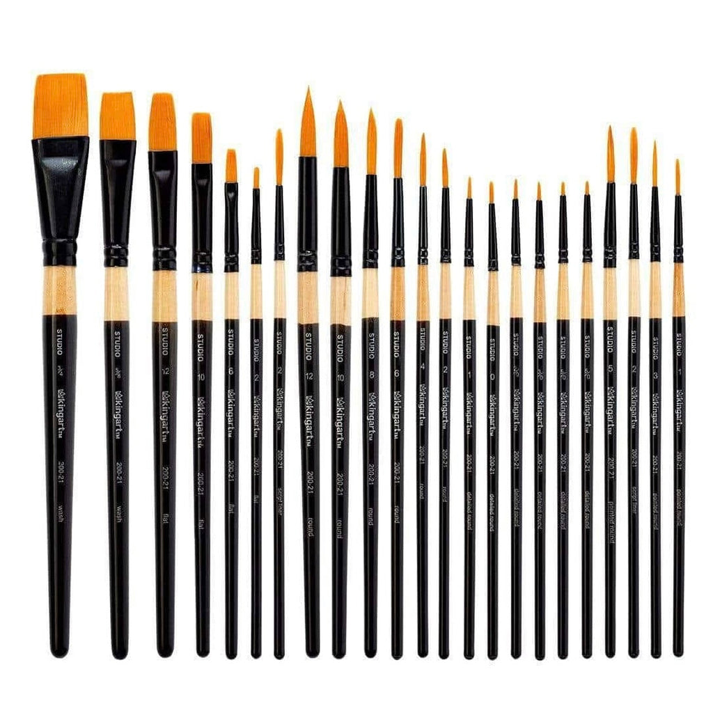 Studio Mixed Media Gold Nylon Brush Set - 21 pc by KINGART