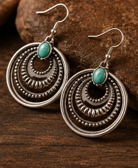 Silver Mesa Turquoise Hoop Earrings by Macee Rose Trading Company