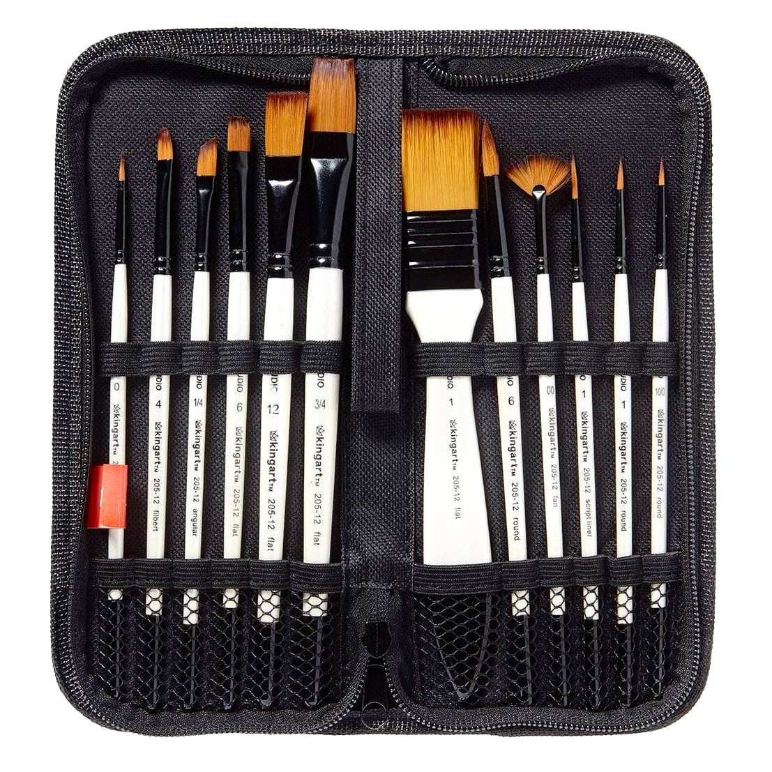 Studio Gold Nylon Brush Set - Acrylic & Watercolor - 12 Piece by KINGART
