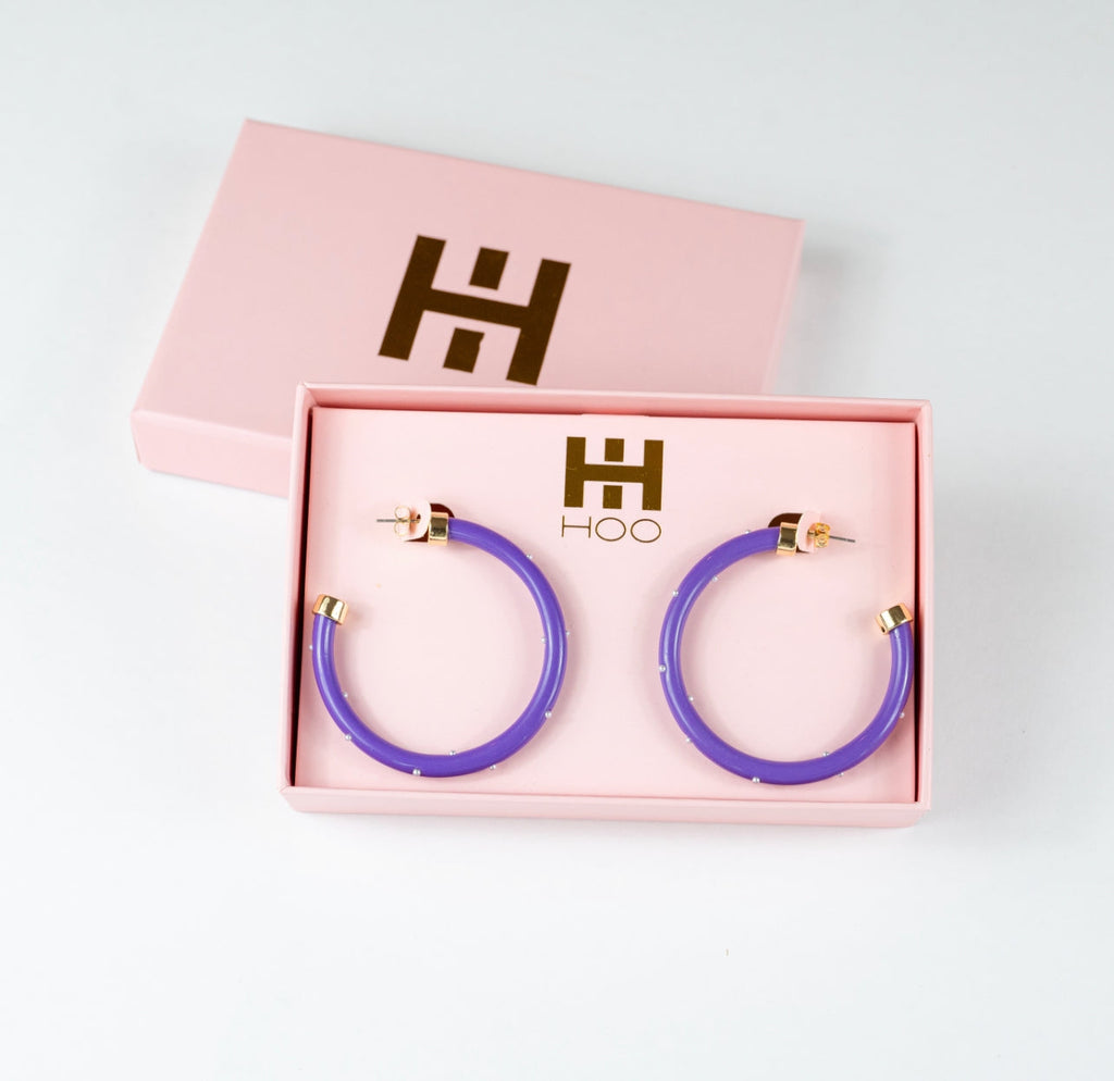 Purple with Pearls Hoop Earrings by hoohoops