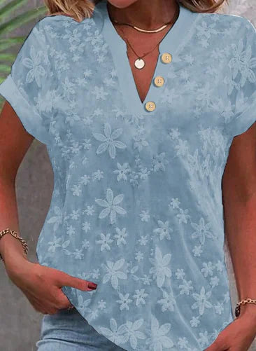 Ellen Floral Print Short Sleeve Blouse by Trendy Attic Store01