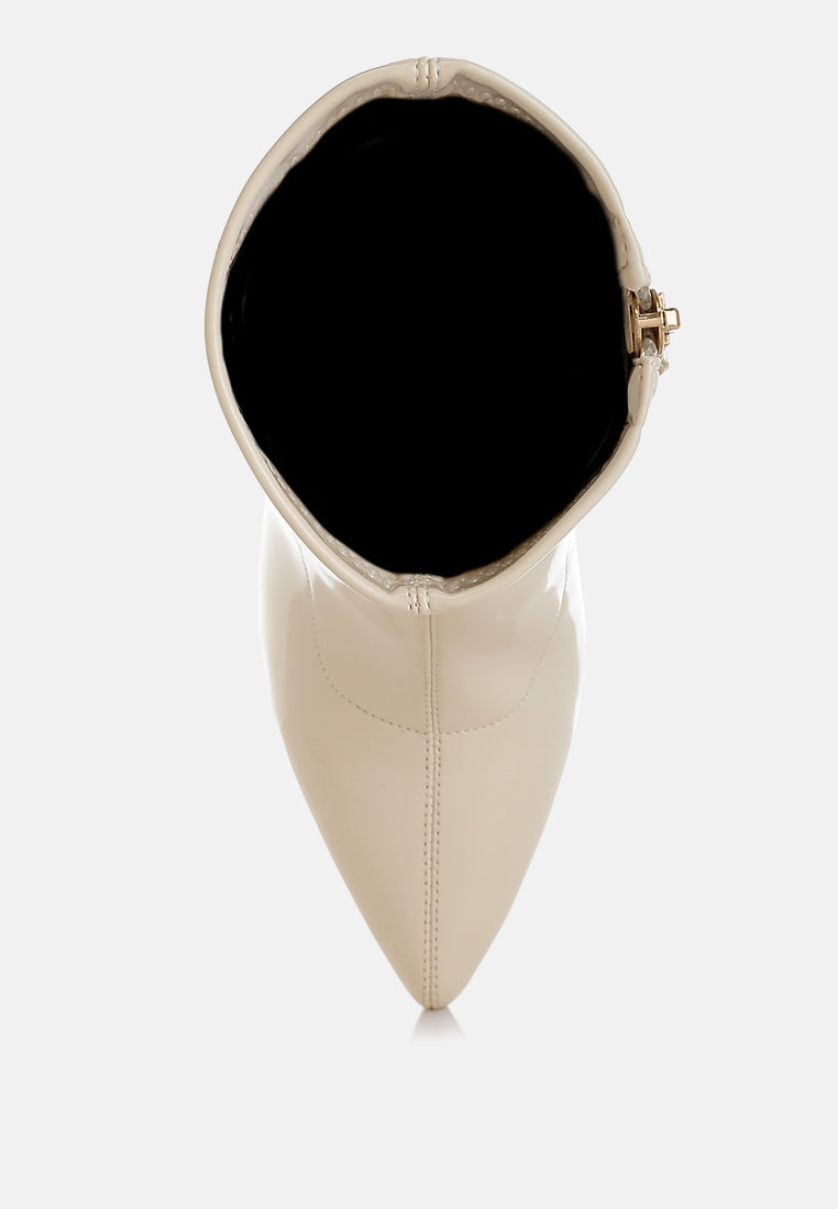 Gaias Fantasy Heel Patent Faux Leather Boots by London Rag