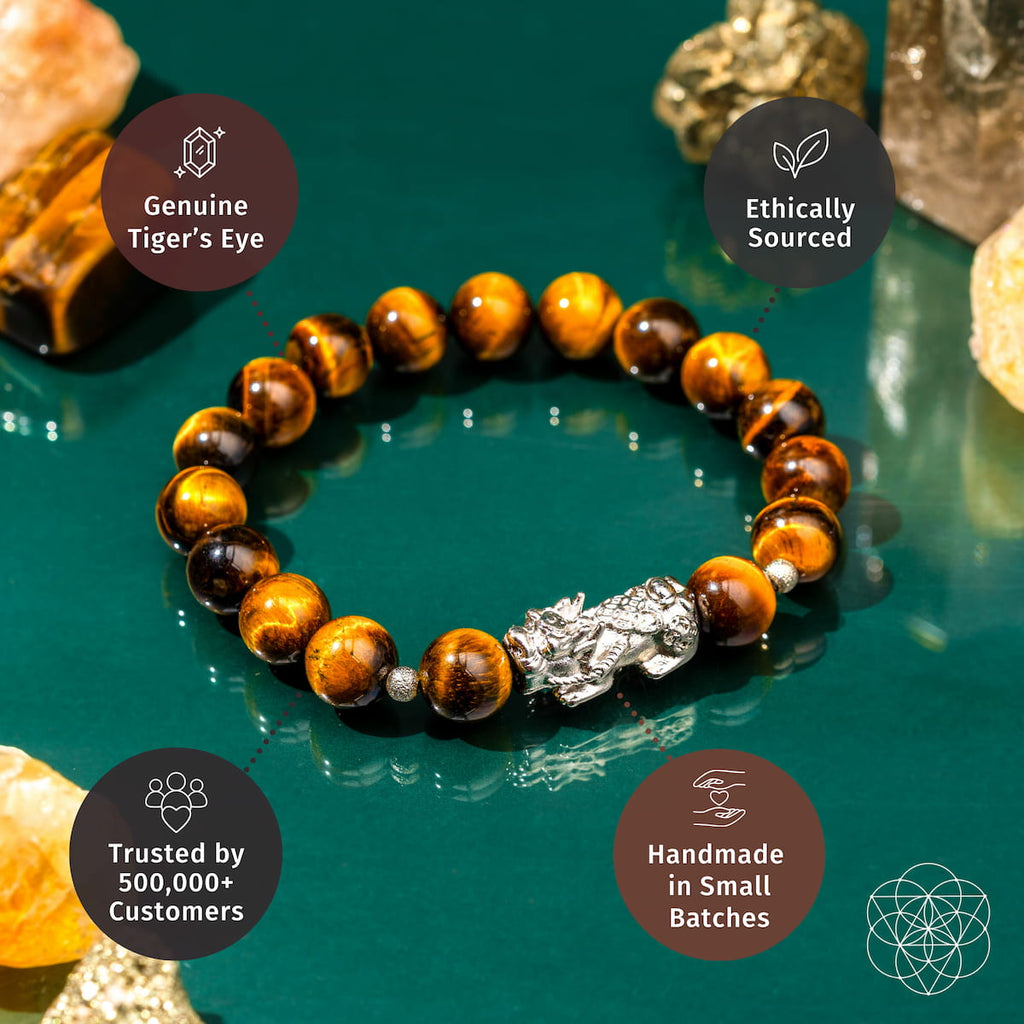 Fortune Flows - Tiger’s Eye & Pixiu Bracelet by Conscious Items