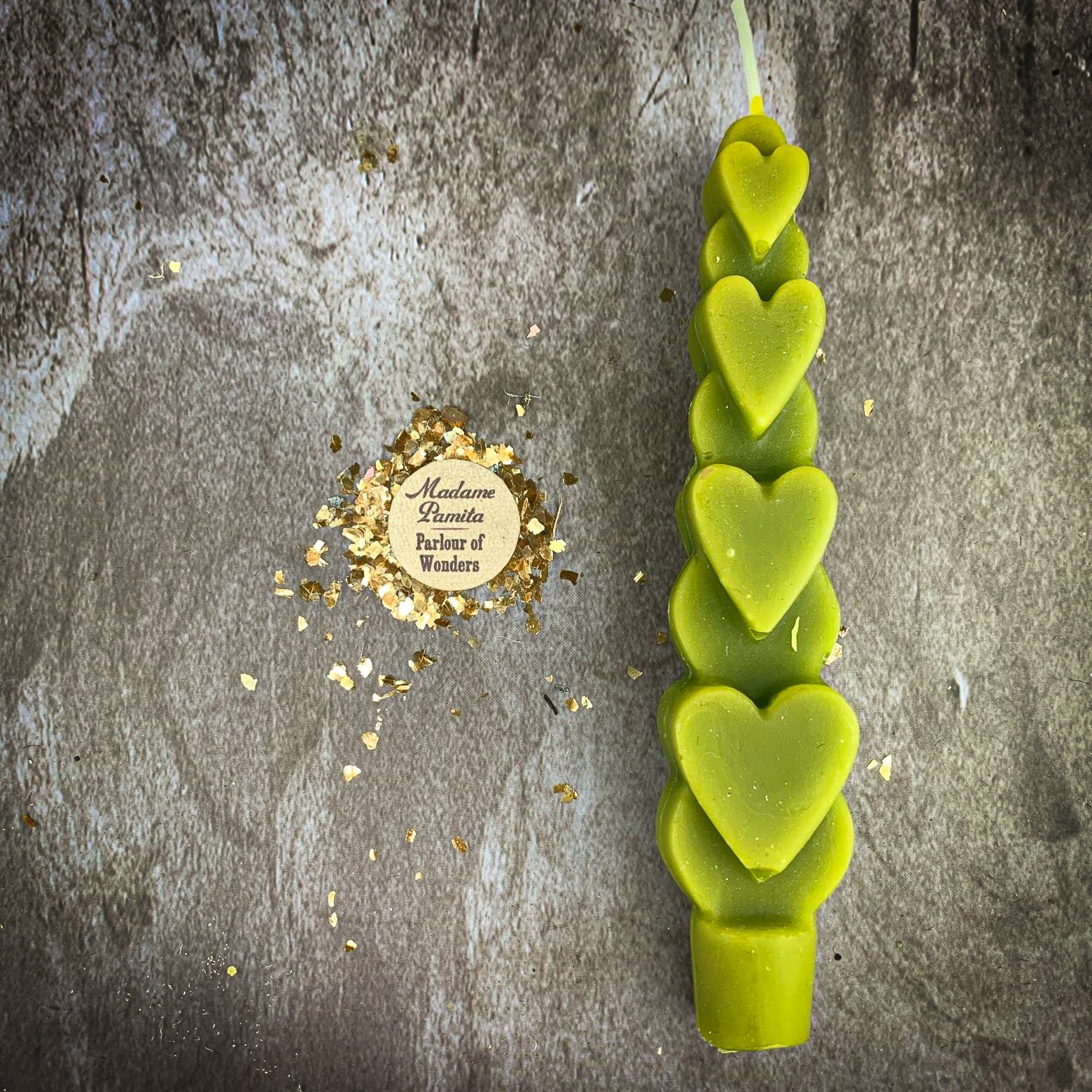 Beeswax Love Spell Heart Taper Candle - Romance & Attraction Magic by Parlour of Wonders