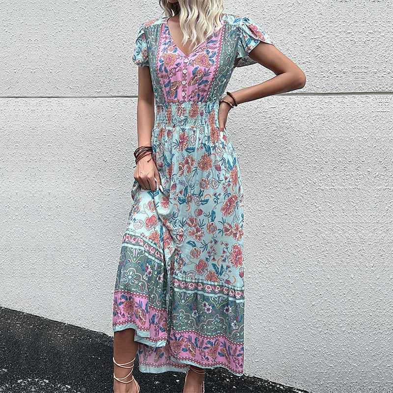 Bohemian Beach Dress Summer Rayon Viscose Ladies Fashion Flower Printed Vestidos Clothing Women Vintage Boho Floral Casual Dress by Wild and Free Boutique