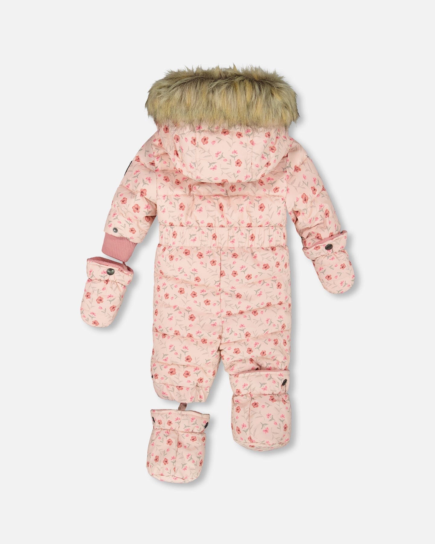 One-Piece Baby Snowsuit in Pink Mini Flowers for Cozy Winter Adventures by DC-Deux par Deux