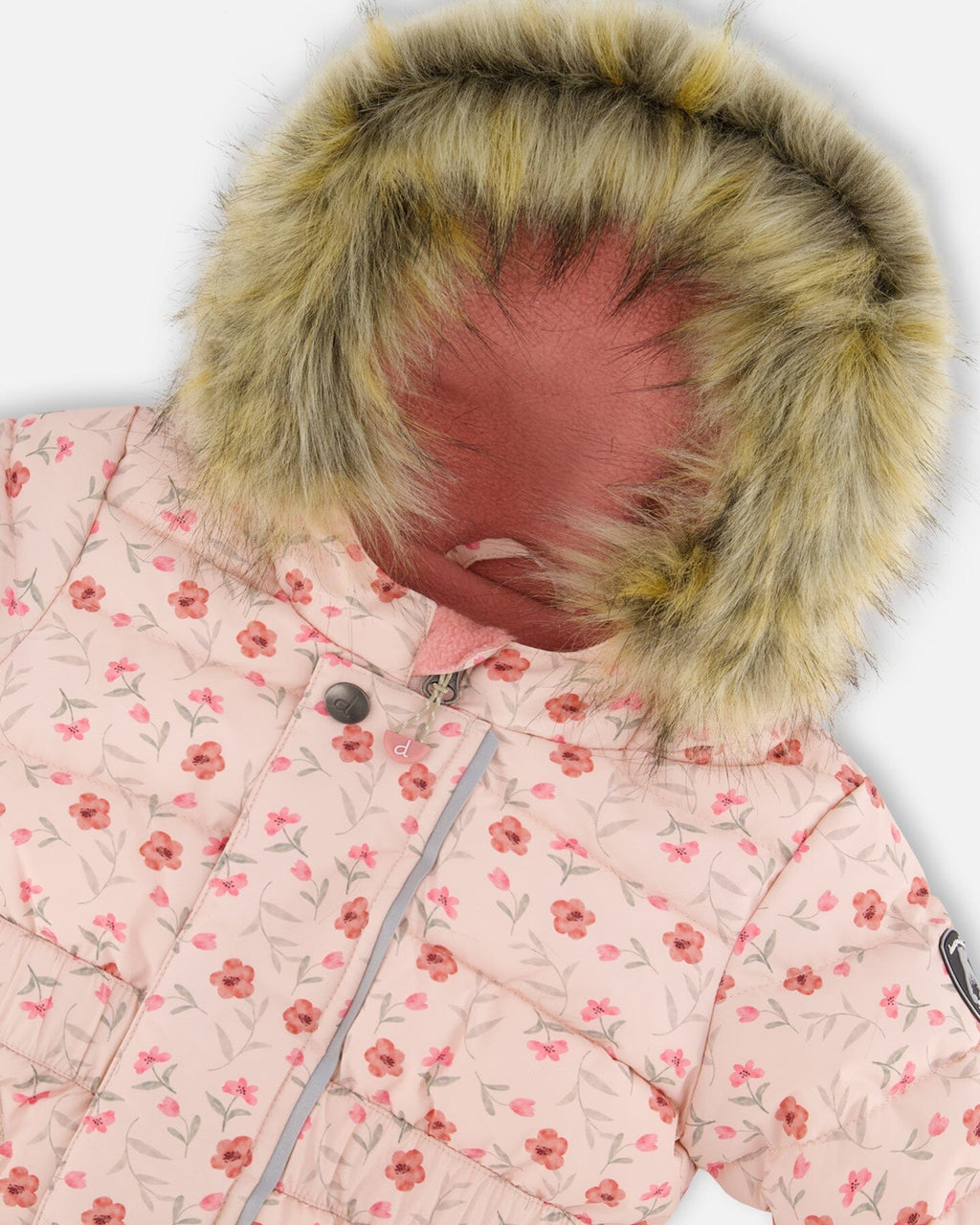 One-Piece Baby Snowsuit in Pink Mini Flowers for Cozy Winter Adventures by DC-Deux par Deux