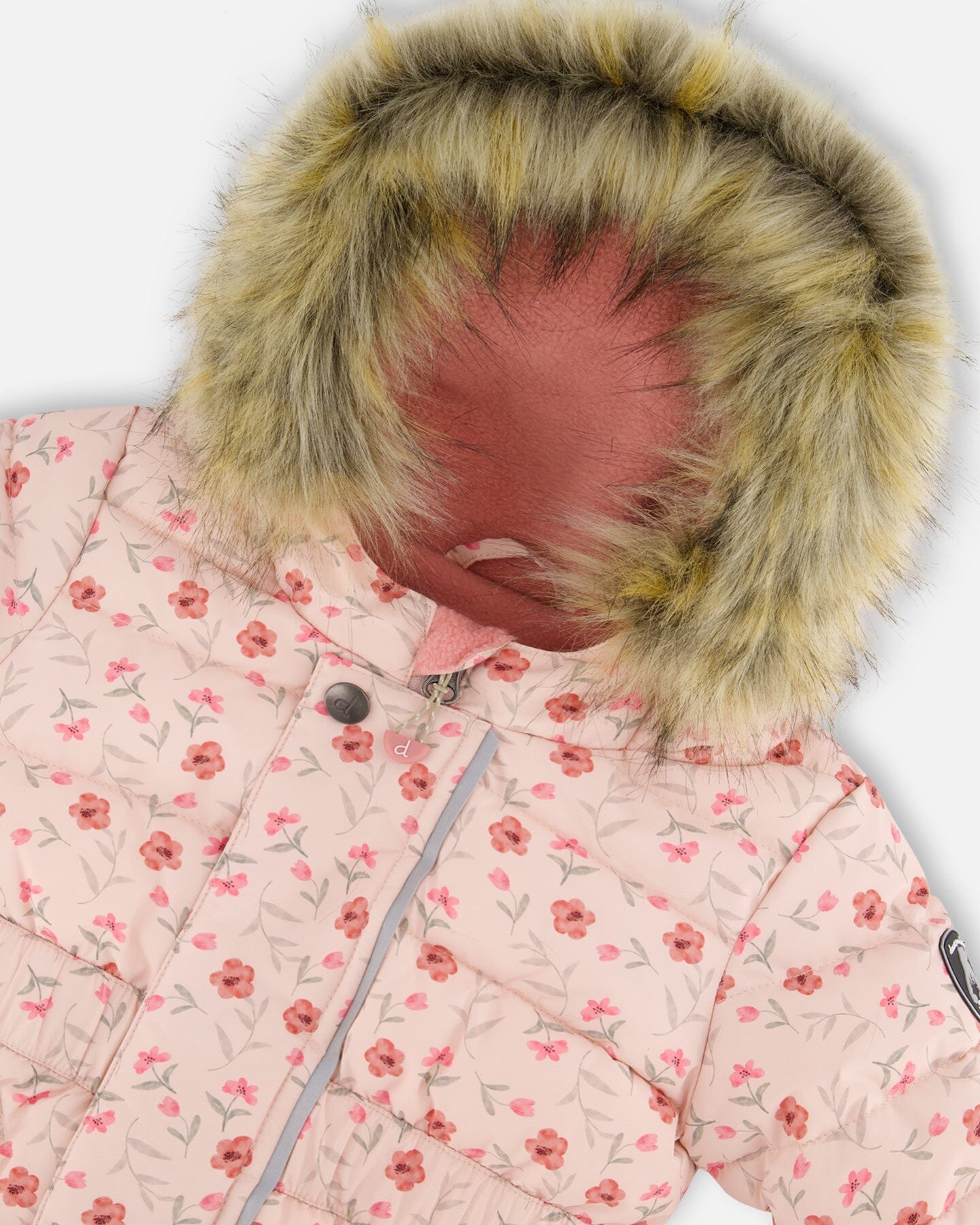 One-Piece Baby Snowsuit in Pink Mini Flowers for Cozy Winter Adventures by DC-Deux par Deux