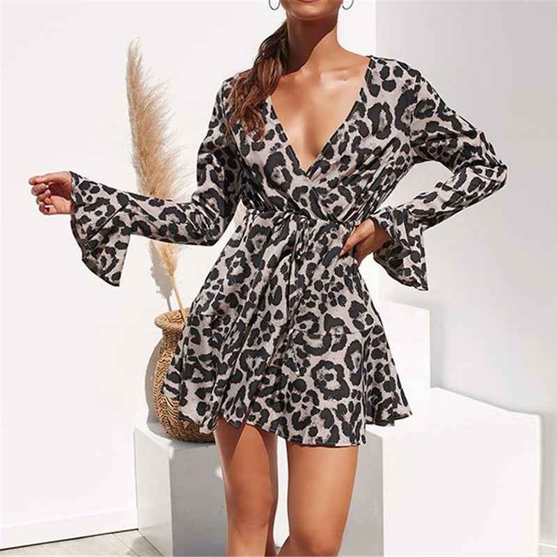 Summer Chiffon Dress Women Leopard Print Boho Beach Dresses by Wild and Free Boutique